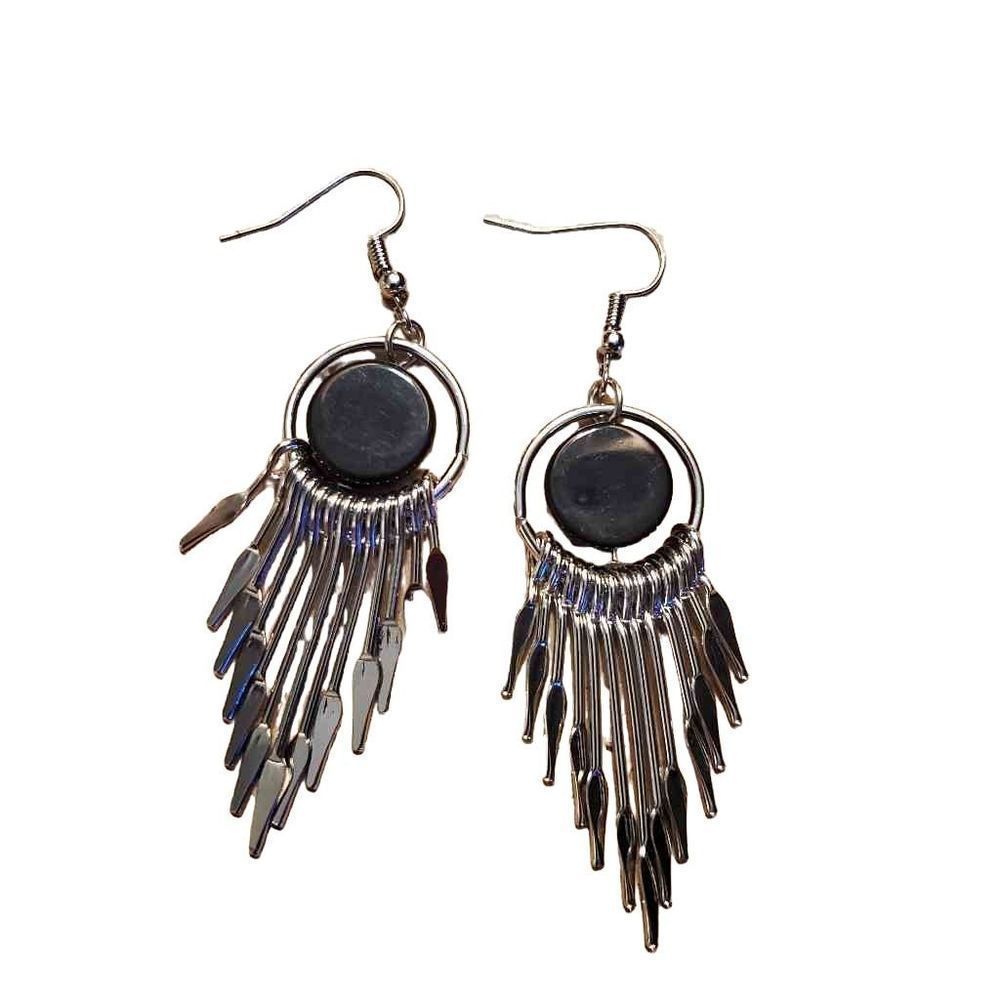 Silver Alloy Dangle Earrings